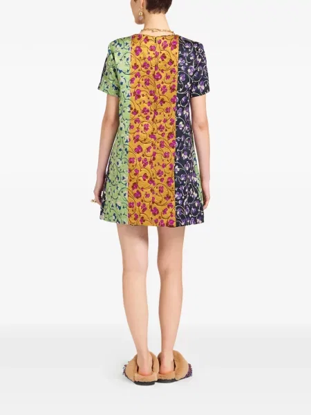 Rochie mini La Doublej cu model floral de costum verde