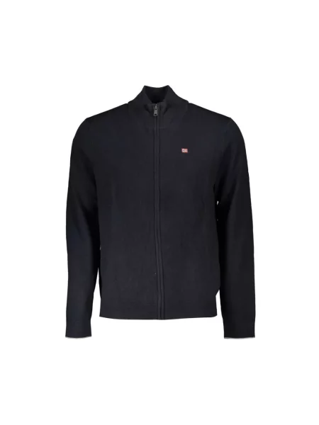 Kardigan Napapijri z długim rękawem wełniany czarny