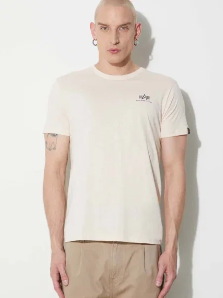 ALPHA INDUSTRIES Tricou gri bazalt / alb lână bej