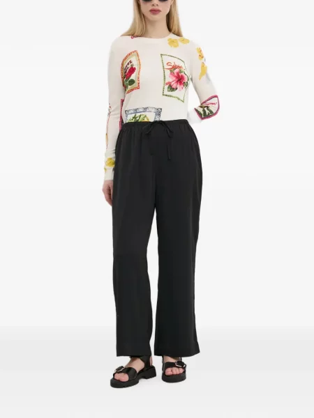 Pulover Desigual cu model floral cu imagine alb