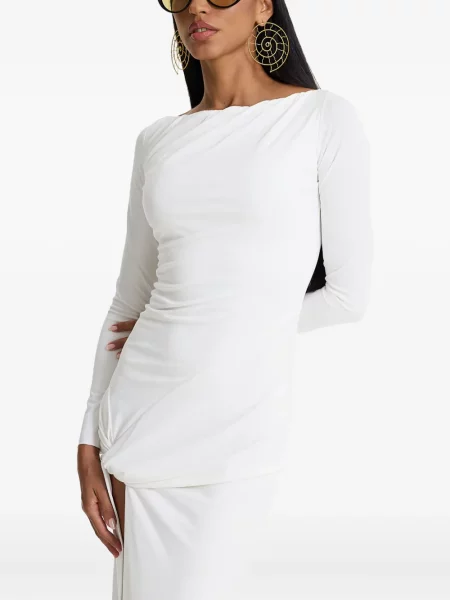 Rochie maxi Moos Studio cu crăpătură de costum alb