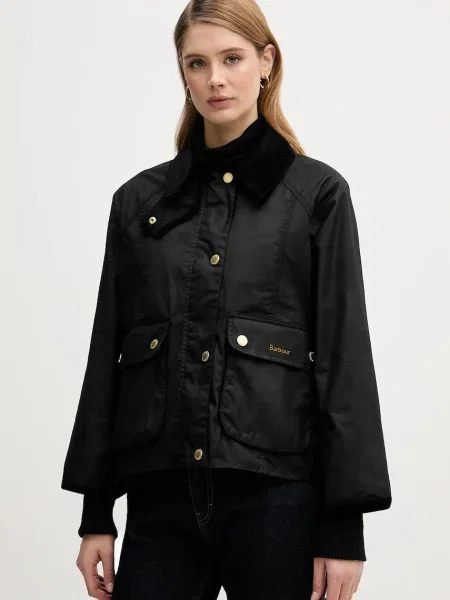 Barbour kurtka Cropped Beadnell Wax przejściowa czarny
