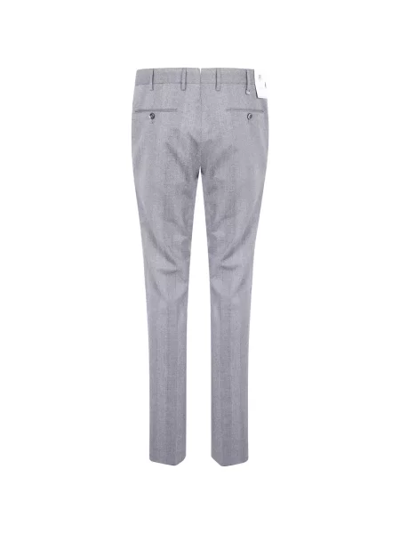 Pantaloni Pt Torino de lână cu model herringbone gri