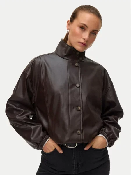 Vero Moda Μπουφάν από απομίμηση δέρματος Polly καφέ