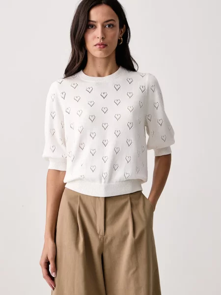 Twinset pulover pentru femei cu amestec de cașmir alb