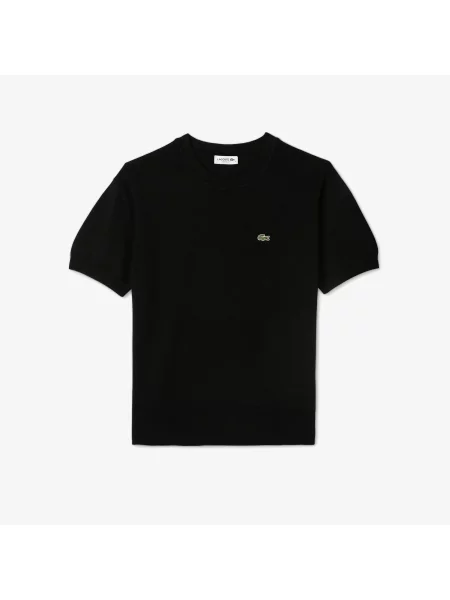 Lacoste Bluzka Z Okrągłym Dekoltem Z Krótkim Rękawem Relaxed Fit czarna