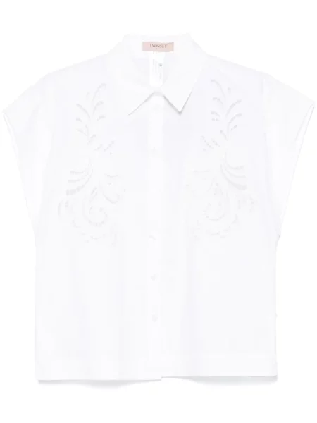 Cămașă Twinset cu broderie alb
