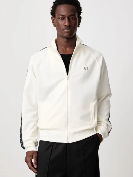 Fred Perry bluza rozpinana z bawełną beżowa