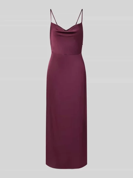 Sukienka midi z satyny z lejącym dekoltem model ‘RAVENNA’ Vila