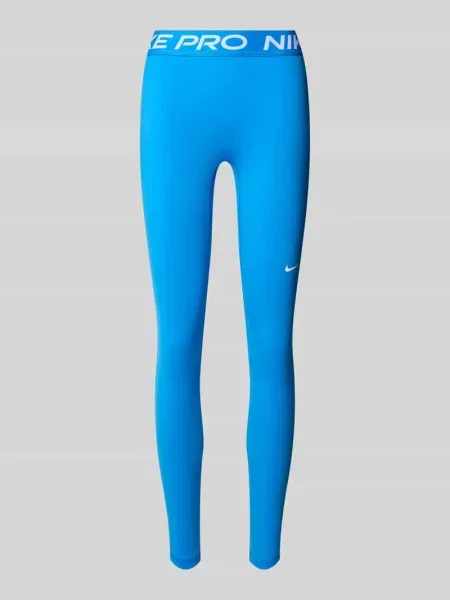 Legginsy z elastycznym pasem i logo Nike Training niebieskie