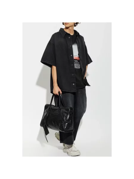 Krótka koszula dżinsowa Balenciaga czarna