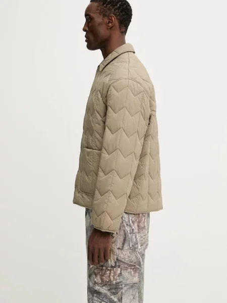 Maison Kitsuné geacă Quilted de tranziție bej
