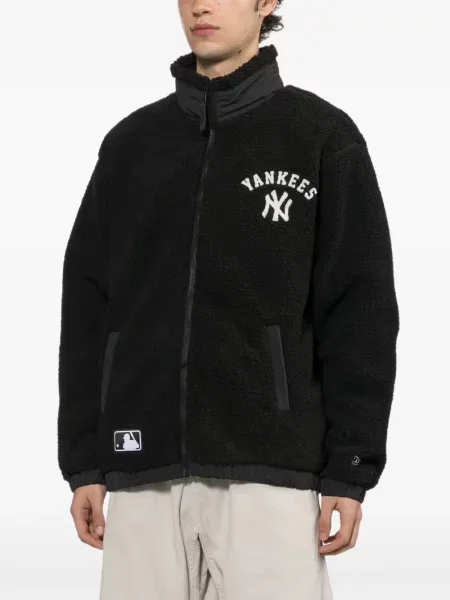 Geacă New Era Cap din fleece cu autograf negru
