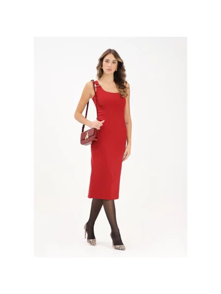 Patrizia Pepe Sukienki Kobieta S Essential Midi Dress czerwony