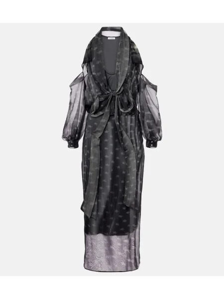 Rochie midi Acne Studios cu imagine transparente din jerseu gri