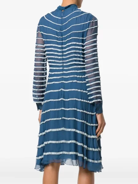 Rochie midi Valentino Garavani cu volane până la genunchi de costum albastru