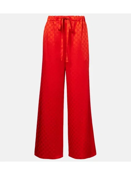 Satenaste hlače Gucci oranžna