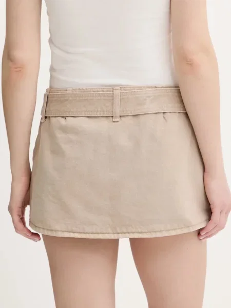 Džínová kalhotová sukně Abercrombie & Fitch mini béžová