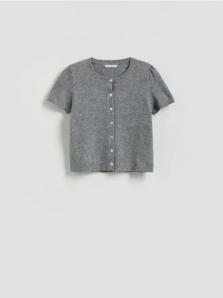 Reserved Kardigán s krátkymi rukávmi stredne sivá