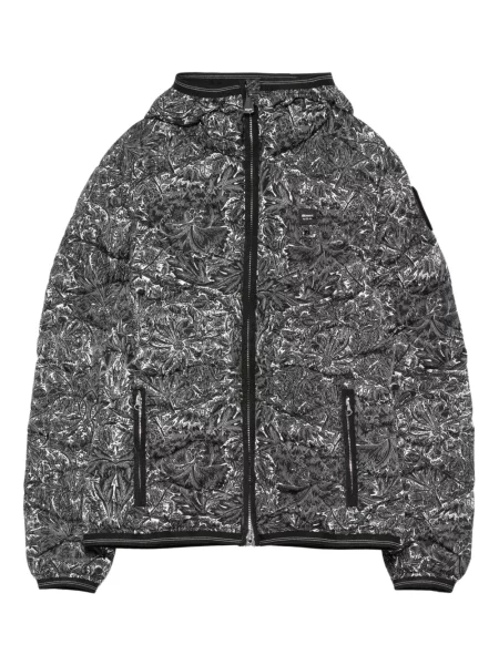 Palton Blauer cu model floral cu glugă negru