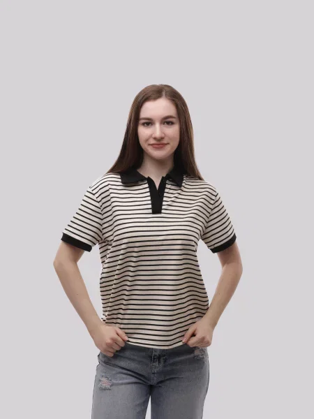 Поло STREAM віскоза/поліестер чорний