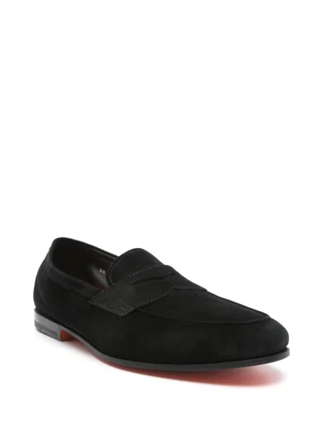 Pantofi loafer Santoni din piele de căprioară negru