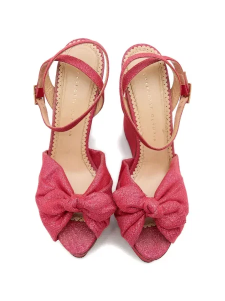 Сандали Charlotte Olympia с панделка с клин ток розово