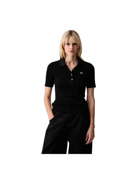 Dzianinowa koszulka polo Lacoste czarna