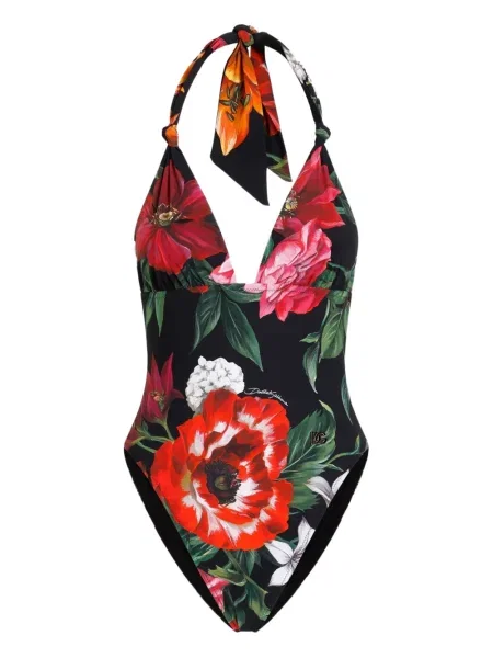 Costum de baie Dolce & Gabbana cu model floral cu imagine negru