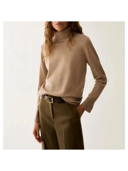 Sweter z golfem Pennyblack wełniany beżowy