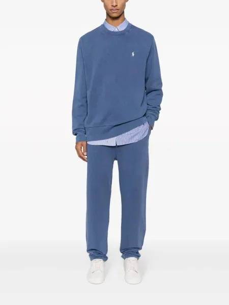 Pletená široká mikina Polo Ralph Lauren s výšivkou modrá