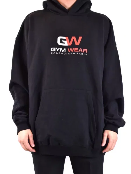 Hoodie Balenciaga s kapuco črna