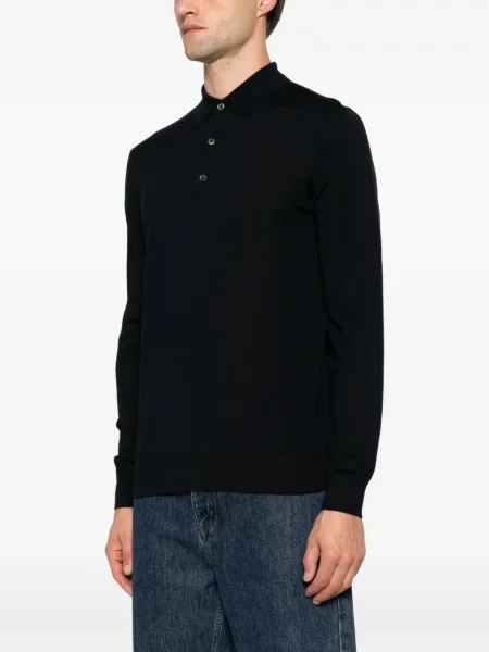 Lung tricou polo éphémère albastru