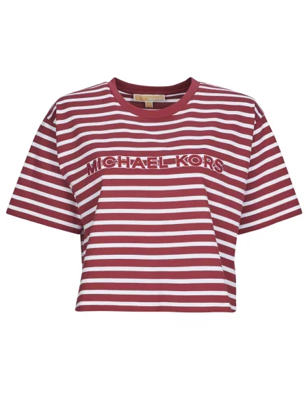 Majica Michael Michael Kors s črtami obrezano bordo