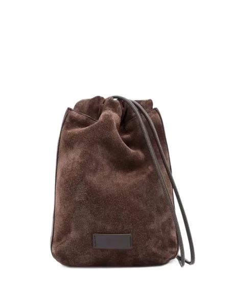 Geantă crossbody Giorgio Armani din piele de căprioară cu cordon maro