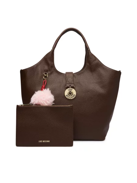 Love Moschino kabelka typu tote dámska z imitácie kože hnedá