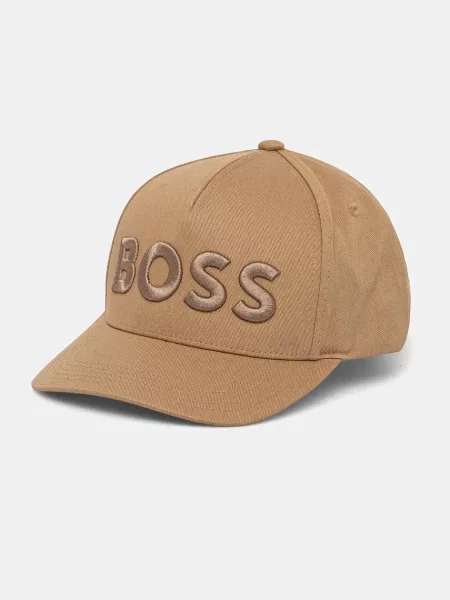 Шапка с козирка BOSS с апликация черно