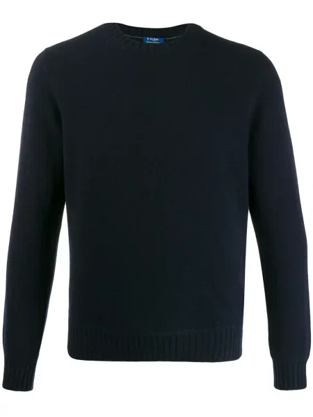 Sweter Barba z okrągłym dekoltem niebieski
