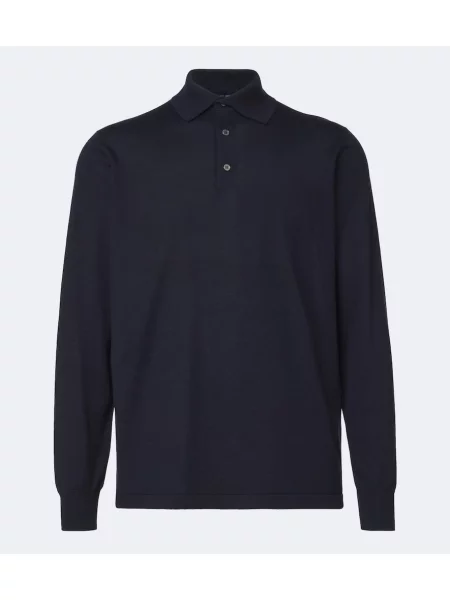 Tricou polo Thom Sweeney de mătase albastru