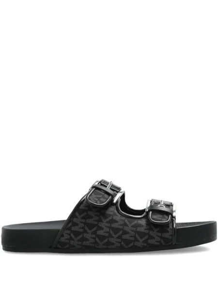 Papuci Michael Michael Kors cu cataramă din piele maro
