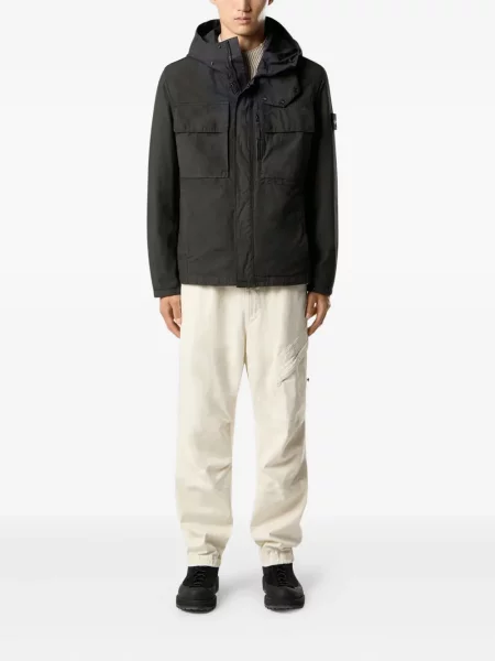 Geacă Stone Island cu glugă cu strasuri negru