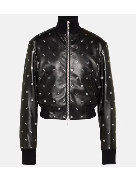 Kurtka skórzana Alaã¯a z ćwiekami czarna