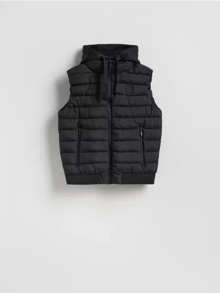 Reserved Vestă matlasată cu glugă negru