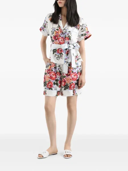 Gėlėtos raštuotos šortai Dolce & Gabbana balta