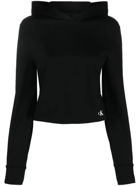 Decupat hanorac cu glugă Calvin Klein Jeans cu autograf negru