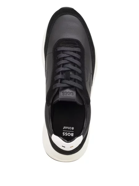 Sneakerși Boss din piele negru