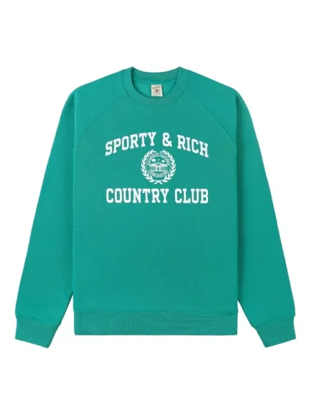 Hanorac crewneck Sporty & Rich cu imagine verde