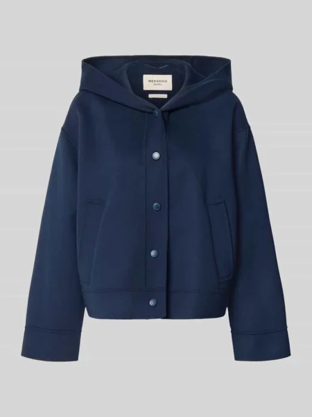 Kurtka wełniana w kroju regular fit z bocznymi wpuszczanymi model WKDRIDENTE' Weekend Max Mara granatowa
