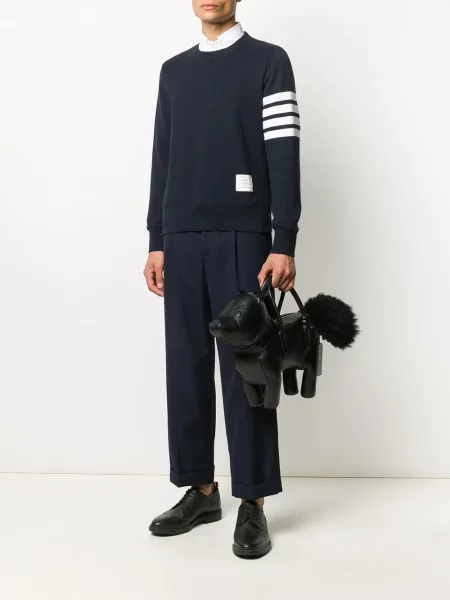 Iš natūralios odos odinė rankinė Thom Browne juoda