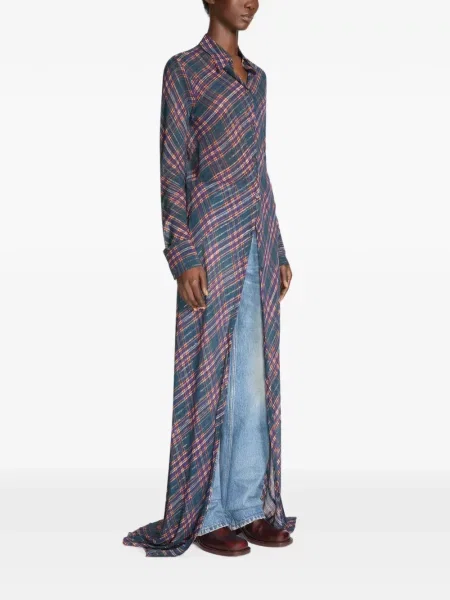Lung rochie tip cămașă Dries Van Noten albastru